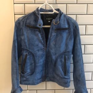 Leather line blue Moto jacket